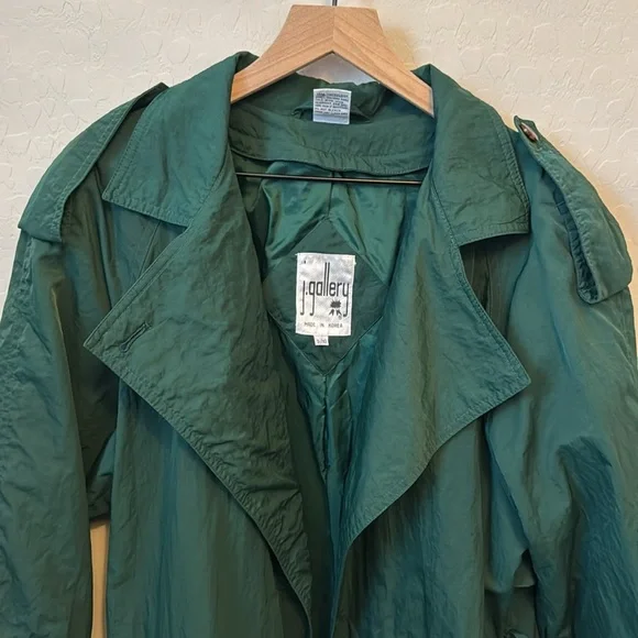 Vintage Emerald Green Trench Coat Size L - Picture 3 of 7